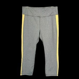 PBX PRO Size XL Gray/Yellow Yoga Exercise Capri Leggings